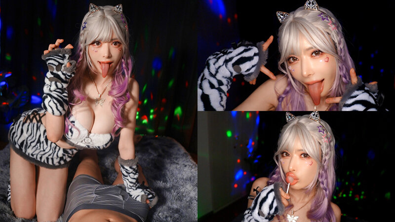 爆乳舌長コスプレイヤーのねっとりナメクジ淫語責め サンプル画像