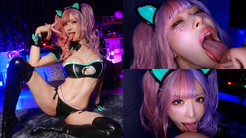 爆乳舌長コスプレイヤーのねっとりナメクジ淫語責め サンプル画像